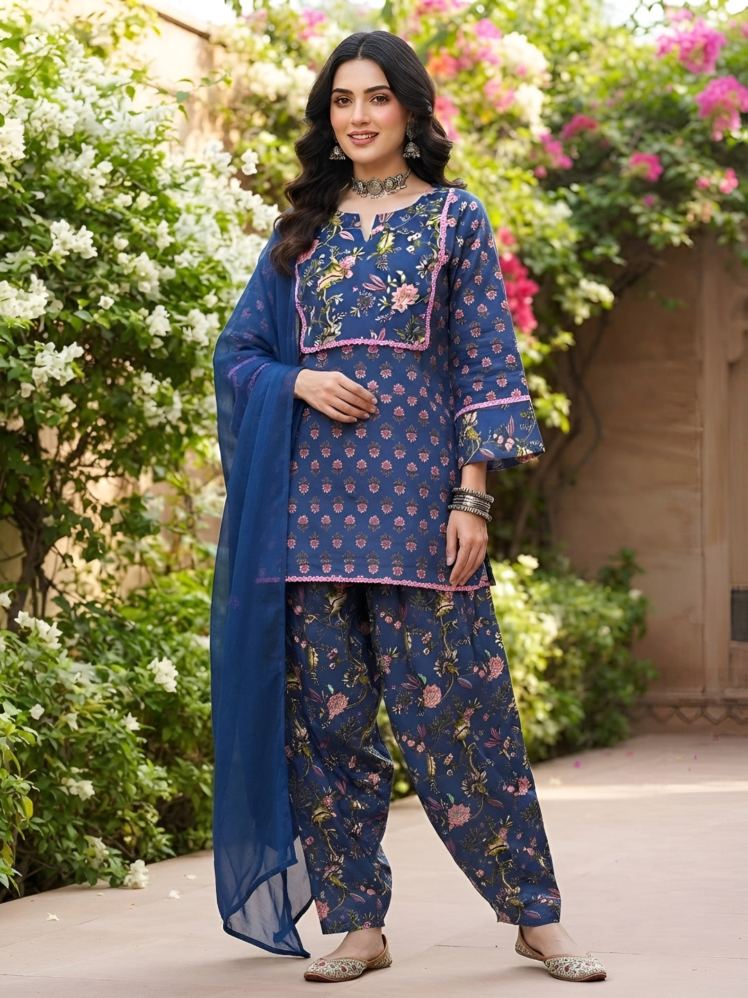 Printed Kurta With Farshi Salwar &amp; Dupatta