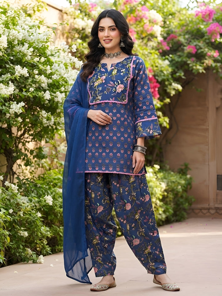 Printed Kurta With Farshi Salwar &amp; Dupatta