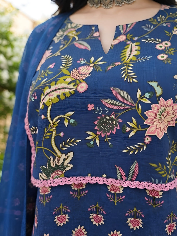 Printed Kurta With Farshi Salwar &amp; Dupatta