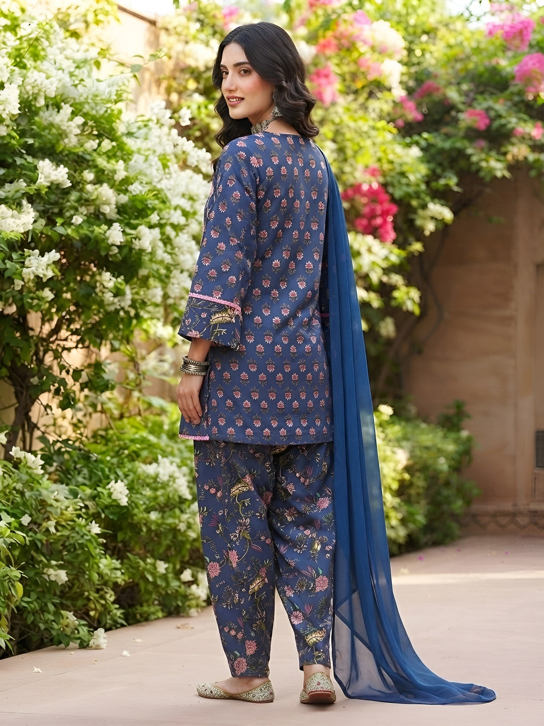 Printed Kurta With Farshi Salwar &amp; Dupatta
