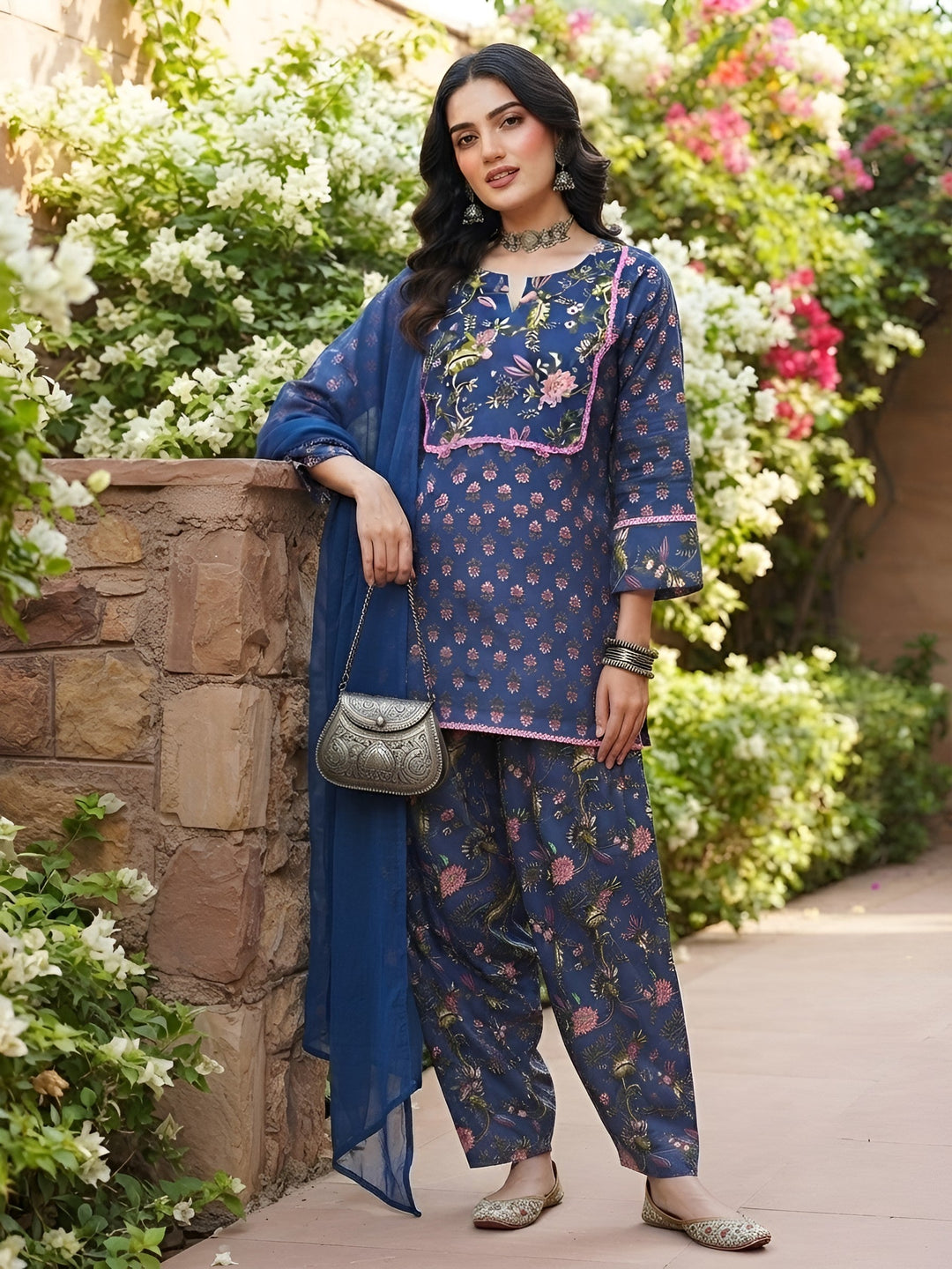 Printed Kurta With Farshi Salwar &amp; Dupatta