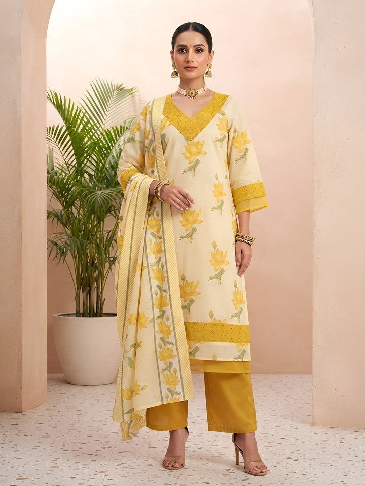 Printed Straight Kurta Set With Dupatta