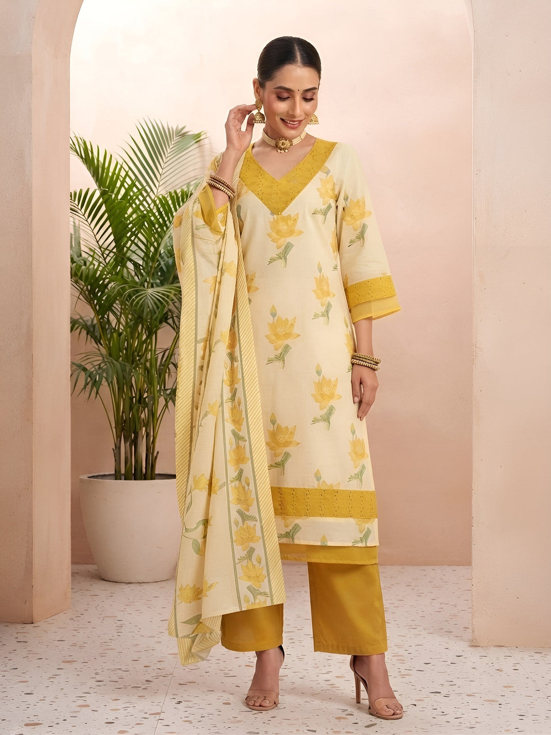 Printed Straight Kurta Set With Dupatta