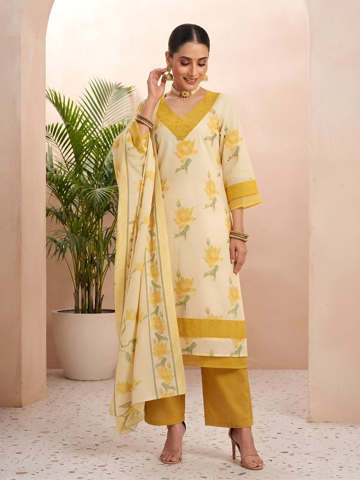 Printed Straight Kurta Set With Dupatta