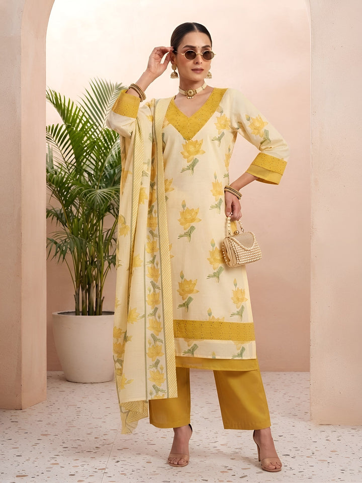 Printed Straight Kurta Set With Dupatta