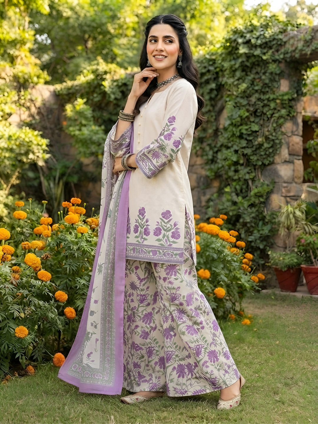 Printed Straight Kurta Set With Dupatta