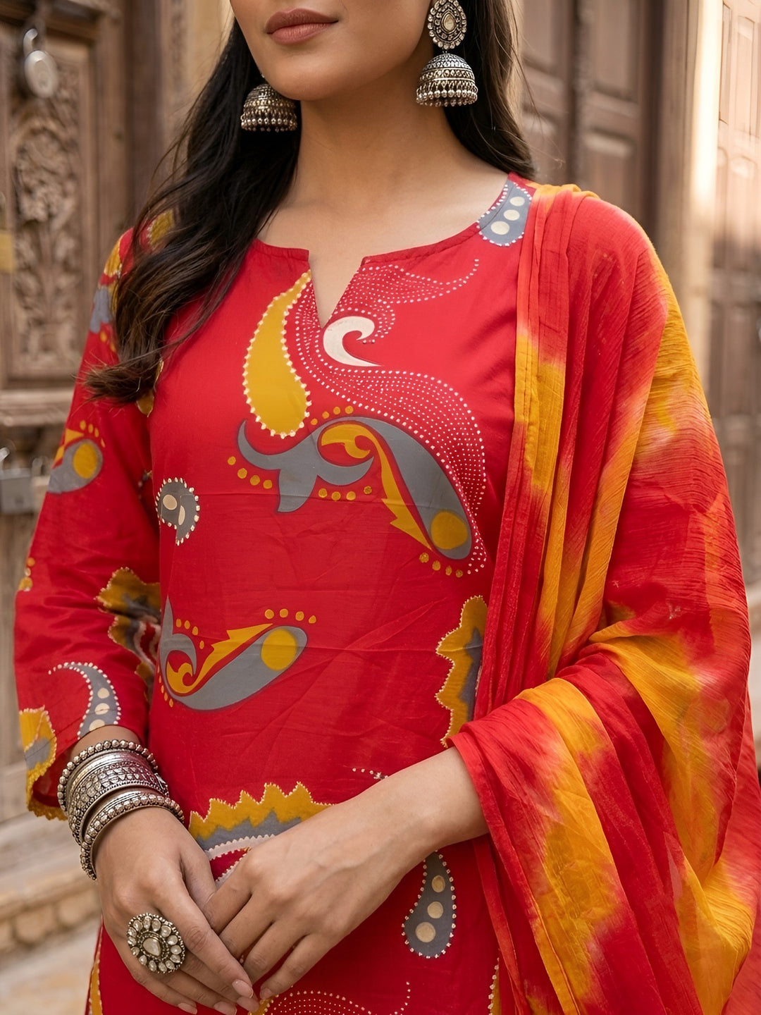 Printed Kurti With Farshi Salwar &amp; Dupatta