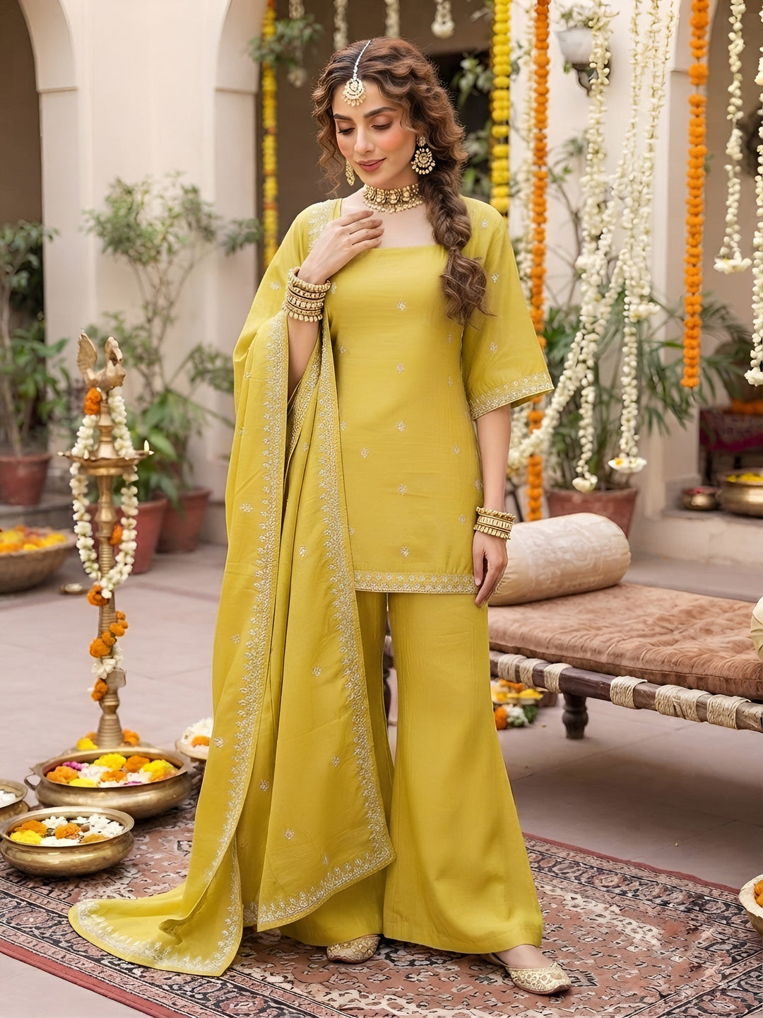 Embroidered Kurta Set With Dupatta