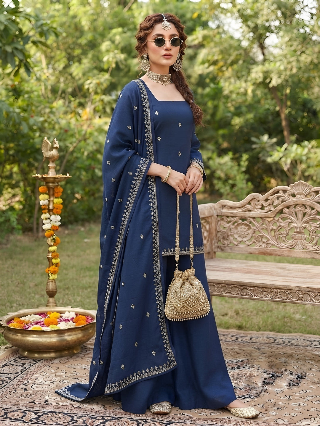 Embroidered Kurta Set With Dupatta