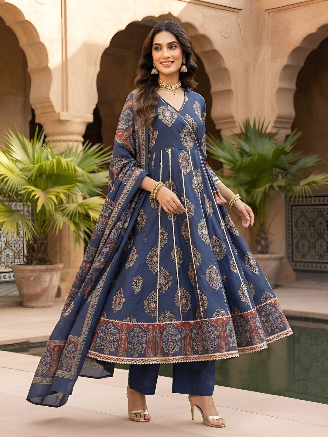 Printed Anarkali Kurta Set With Dupatta
