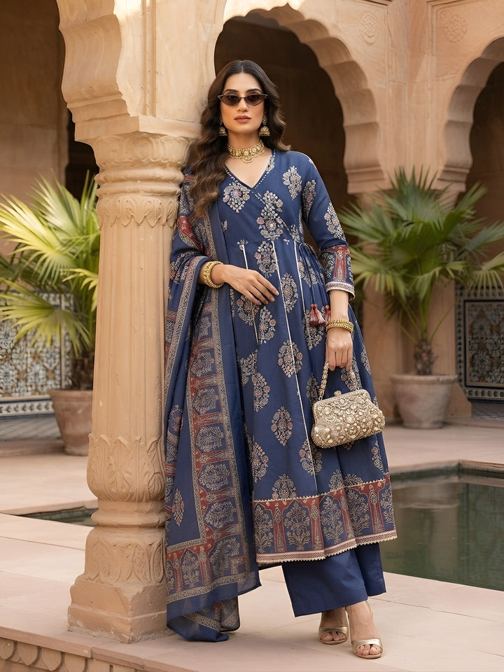 Printed Anarkali Kurta Set With Dupatta