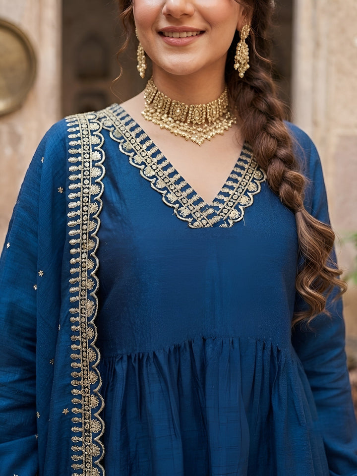 Embroidered Sharara Set With Dupatta