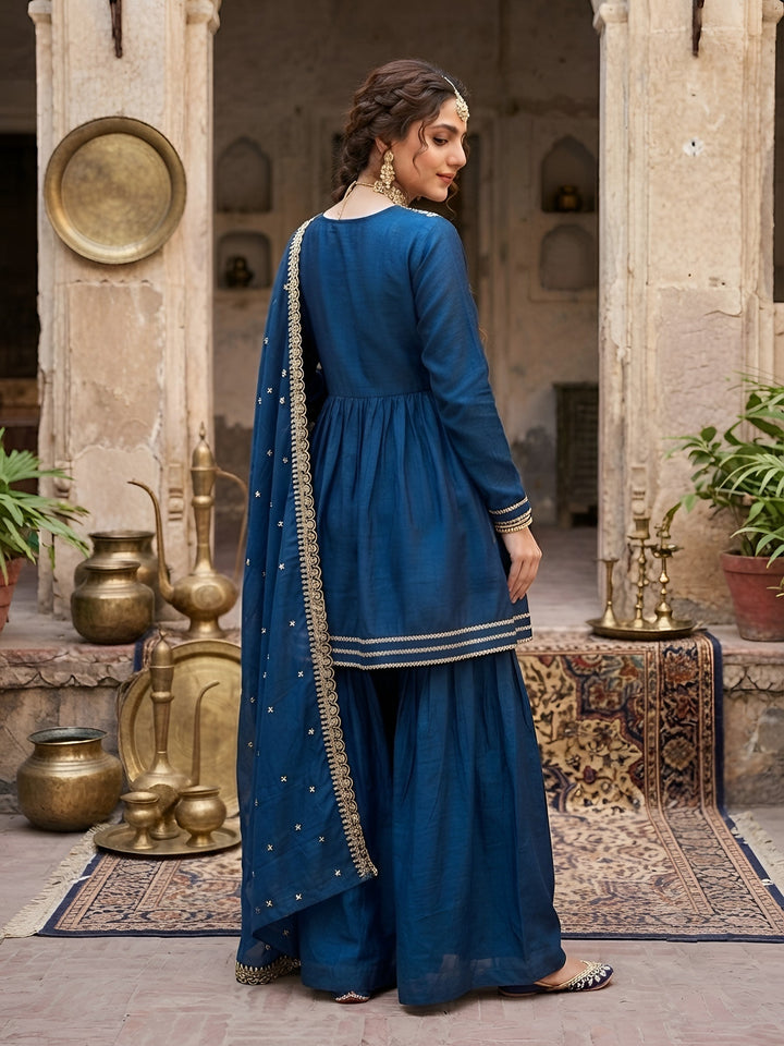 Embroidered Sharara Set With Dupatta