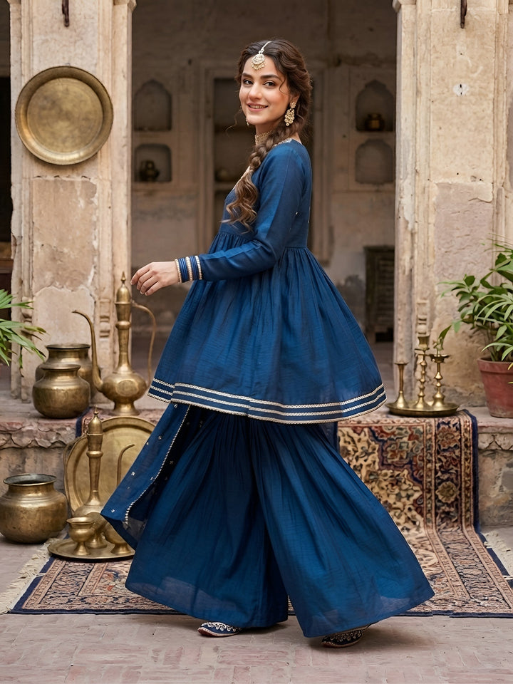 Embroidered Sharara Set With Dupatta