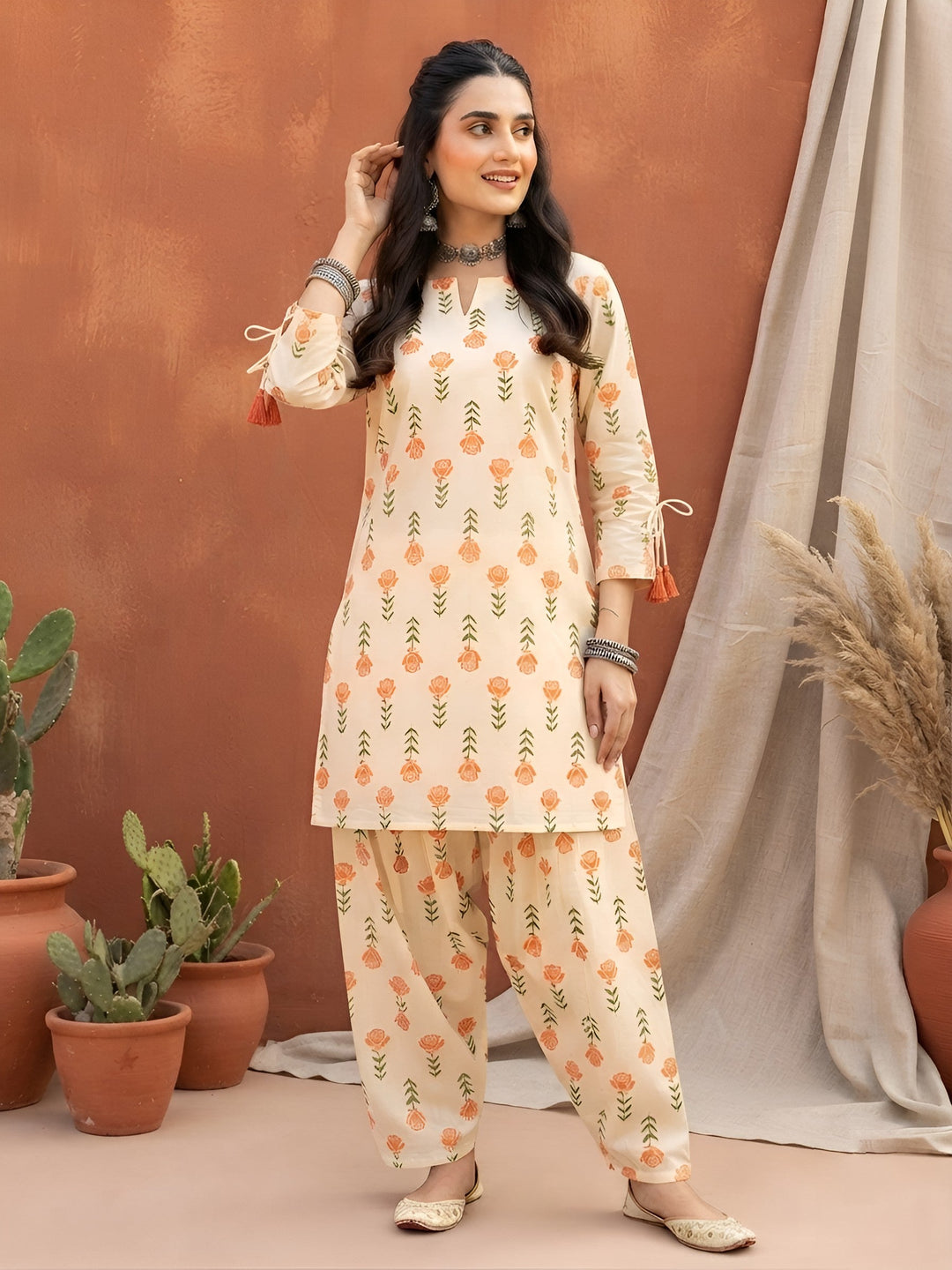 Printed Kurti &amp; Farshi Salwar Set