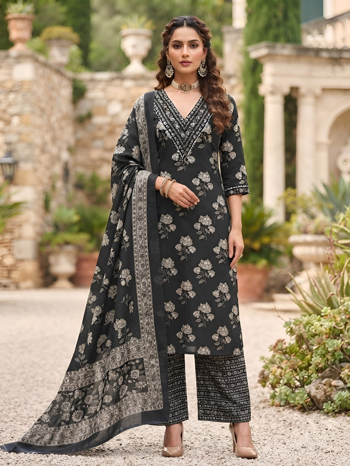 Printed Straight Kurta Set With Dupatta