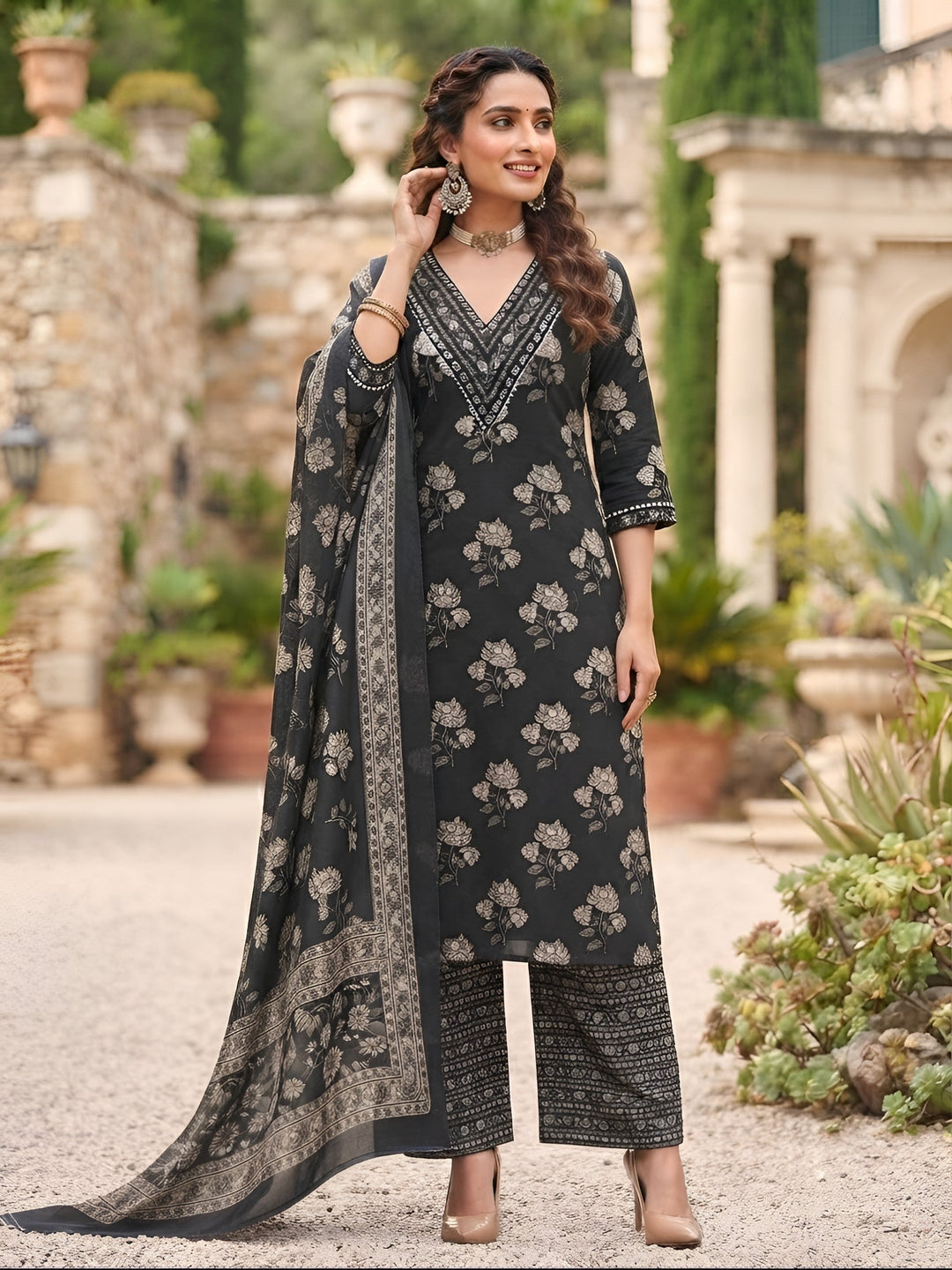 Printed Straight Kurta Set With Dupatta