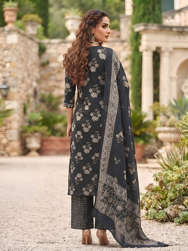 Printed Straight Kurta Set With Dupatta