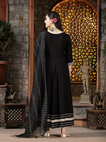 Embroidered Rayon Anarkali Kurta with Dupatta