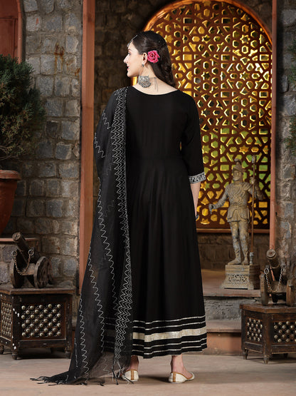 Embroidered Rayon Anarkali Kurta with Dupatta (Pre-Order)