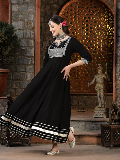 Embroidered Rayon Anarkali Kurta with Dupatta
