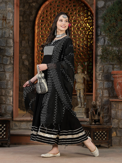 Embroidered Rayon Anarkali Kurta with Dupatta