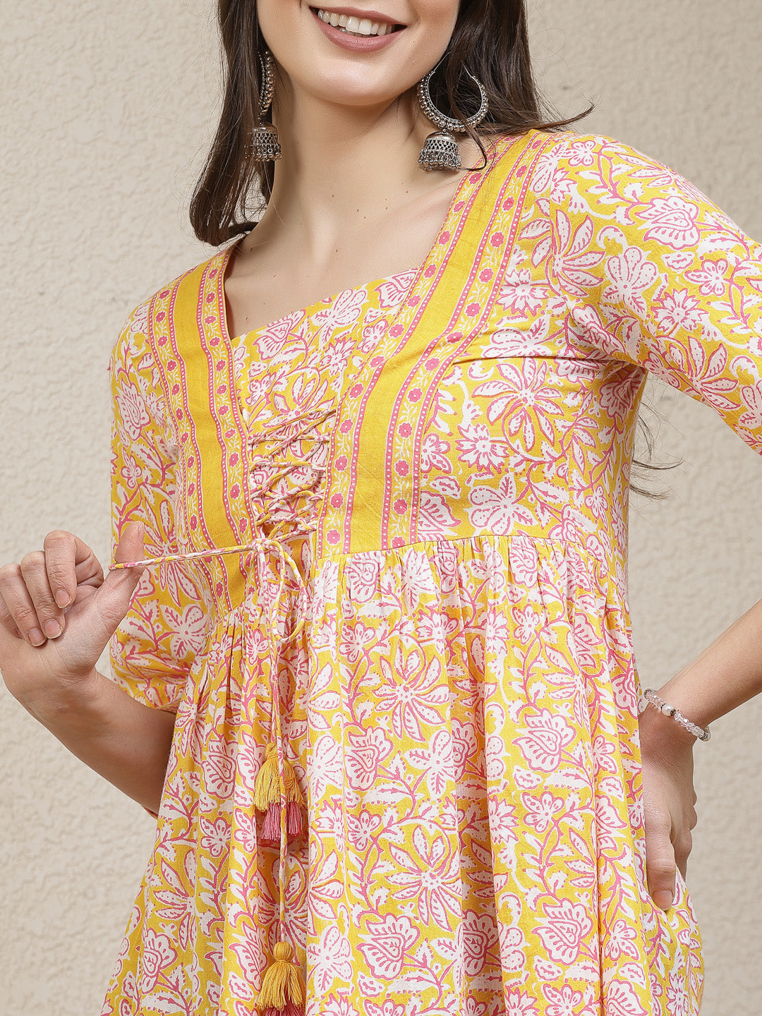 Floral Printed Cotton Peplum Top (Pre-Order)