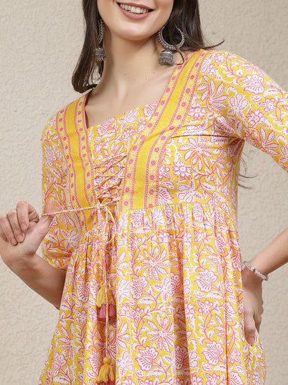 Floral Printed Cotton Peplum Top (Pre-Order)