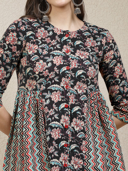 Floral Printed Cotton Peplum Top