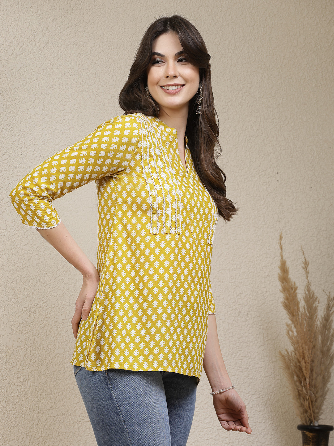 Ethnic Motif Printed Rayon Empire Top