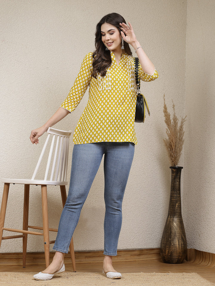 Ethnic Motif Printed Rayon Empire Top