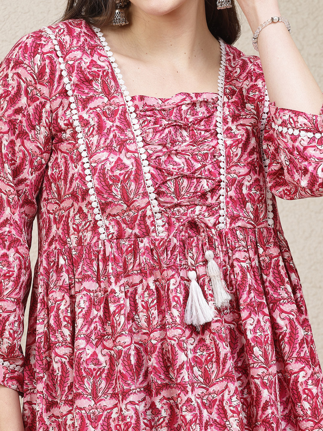 Floral Printed Rayon Peplum Top