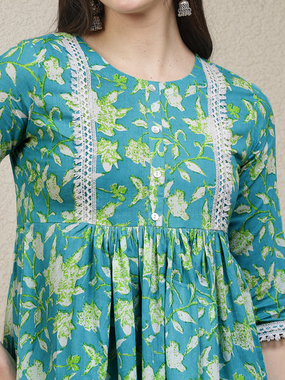Floral Printed Cotton Peplum Top