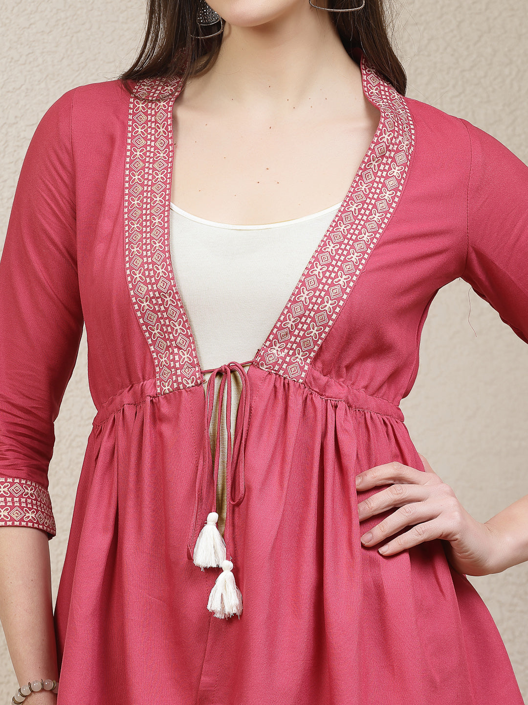 Solid Rayon Peplum Top