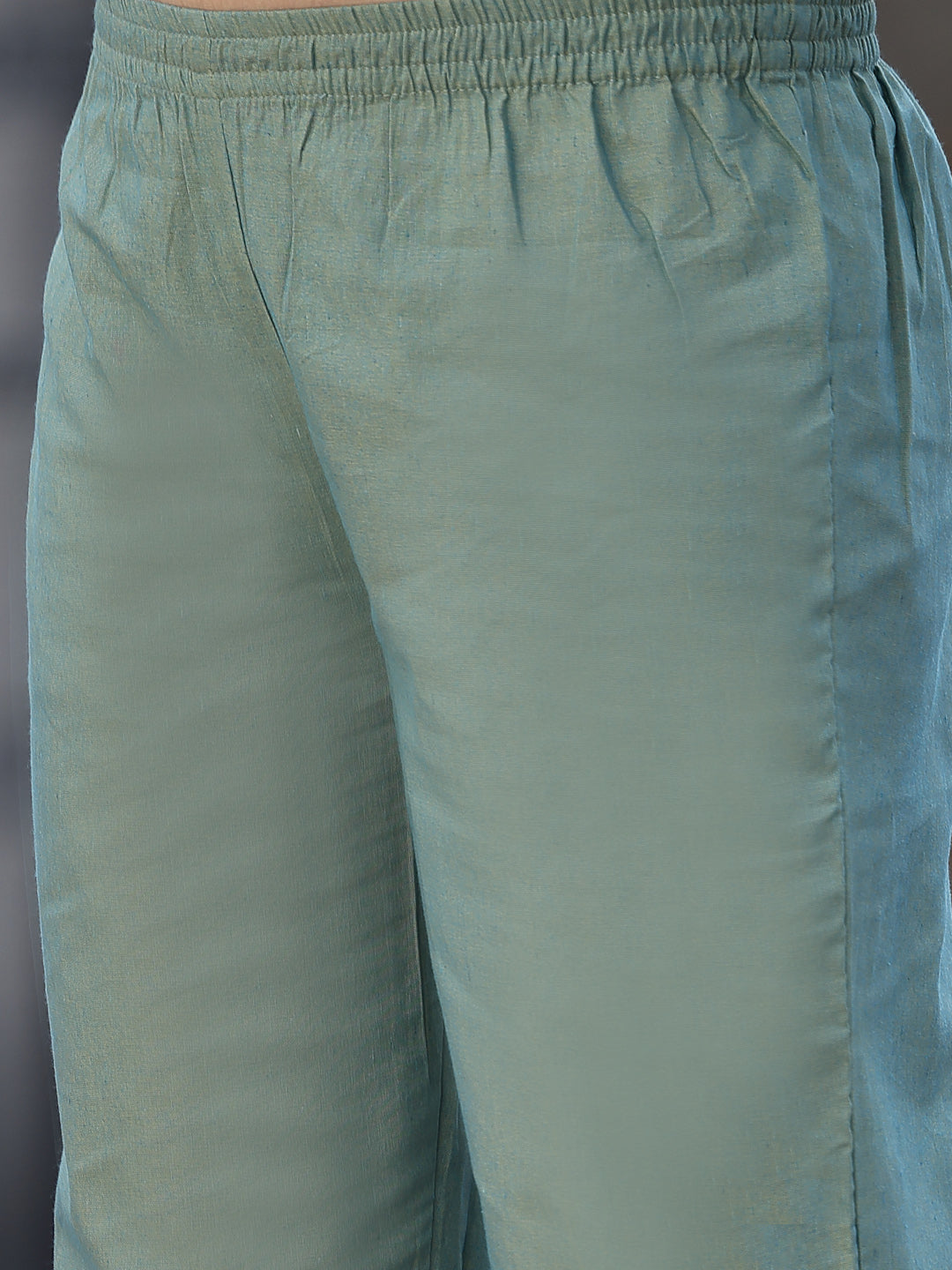 Woven Design &amp; Embroidered Cotton Blend Straight Kurta with Pant &amp; Dupatta