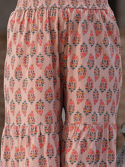 Floral Printed Rayon Kurta Sharara Dupatta Set