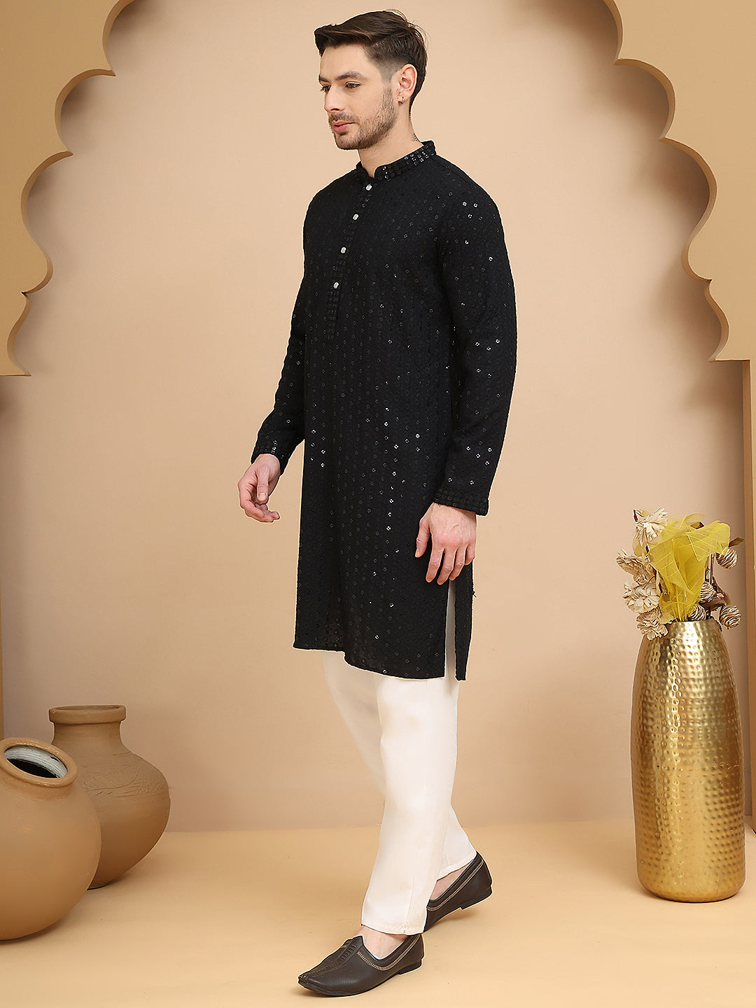 Chikankari Kurta With Churidar Set For Men