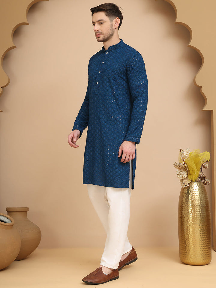 Chikankari Kurta With Churidar Set For Men