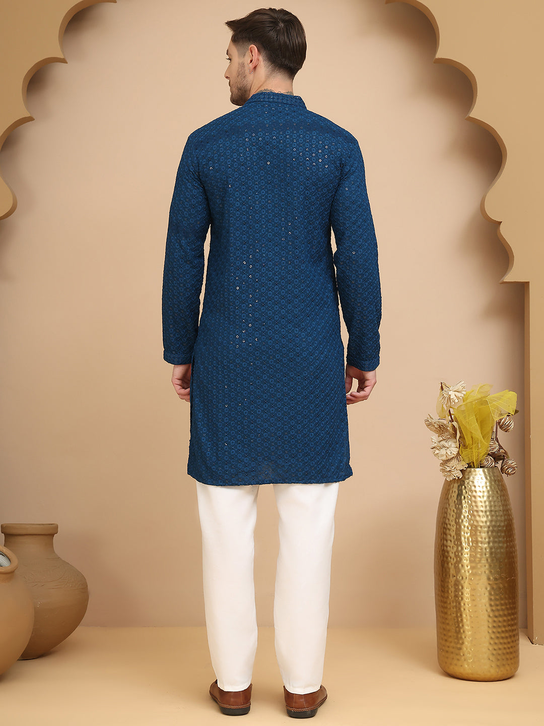 Chikankari Kurta With Churidar Set For Men