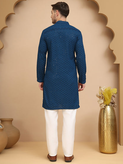 Chikankari Kurta With Churidar Set For Men