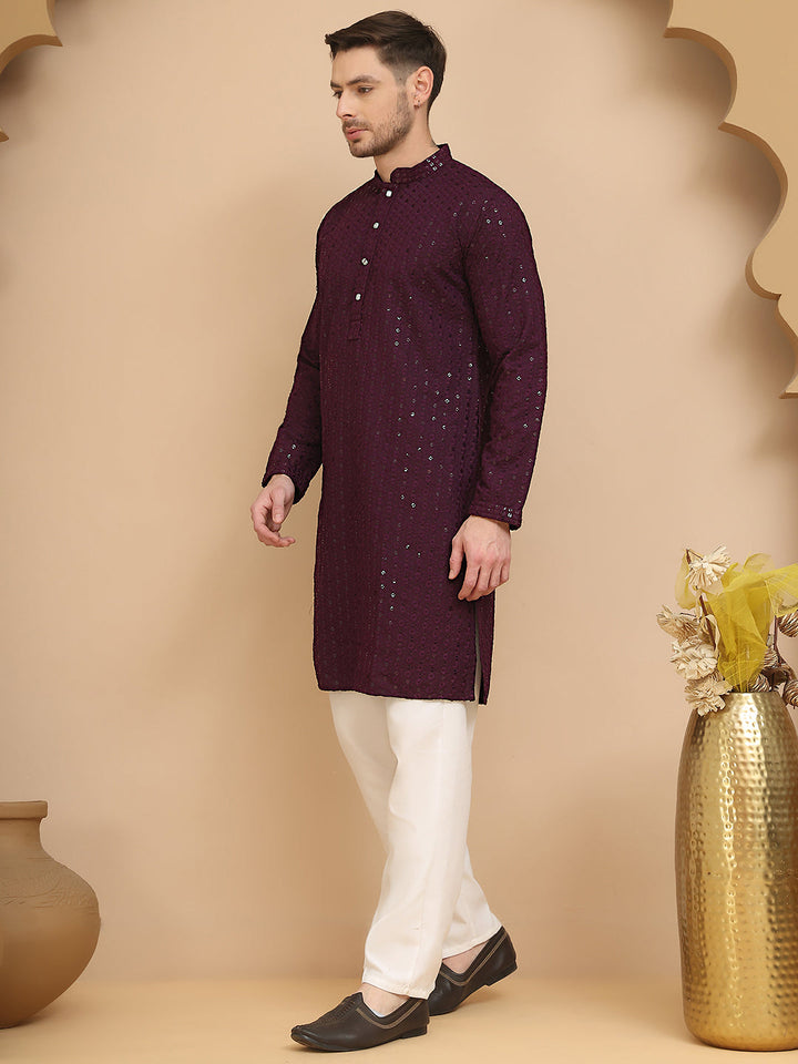 Chikankari Kurta With Churidar Set For Men