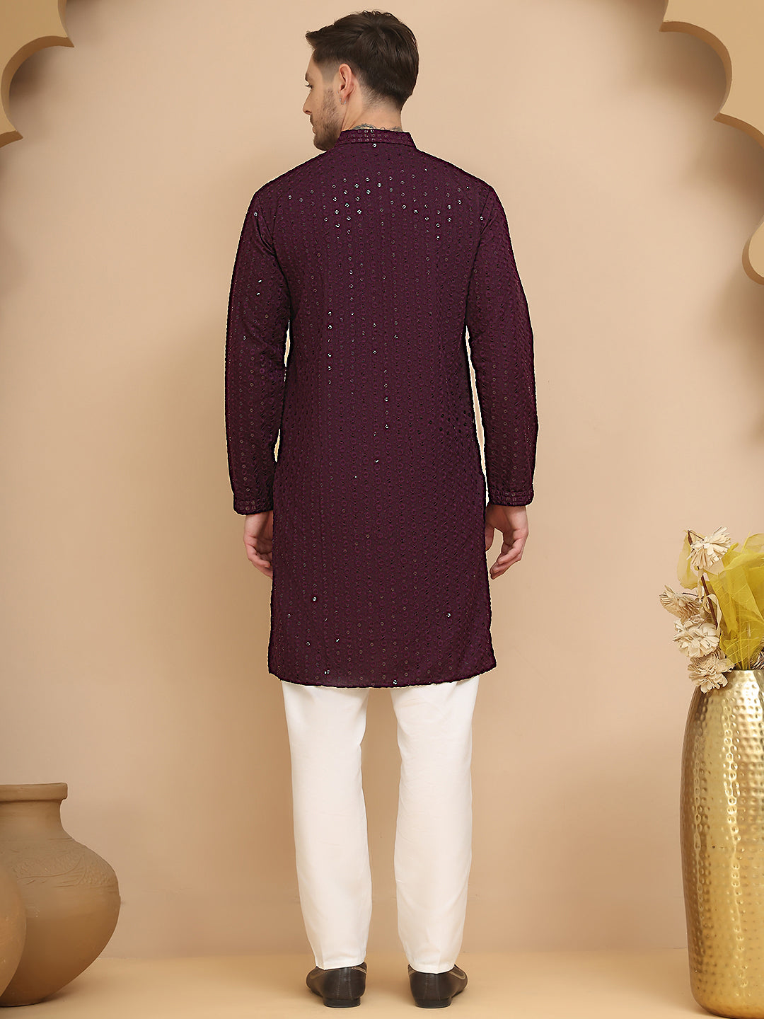 Chikankari Kurta With Churidar Set For Men