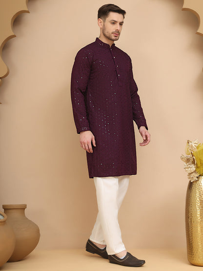 Chikankari Kurta With Churidar Set For Men