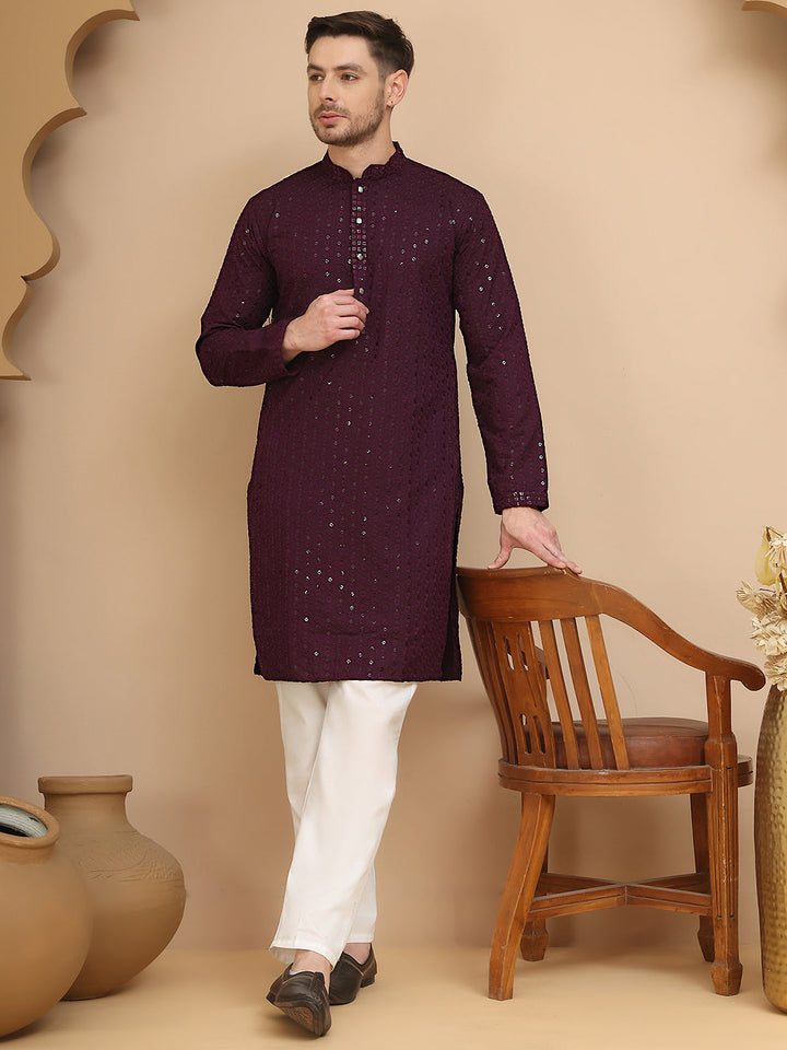 Chikankari Kurta With Churidar Set For Men