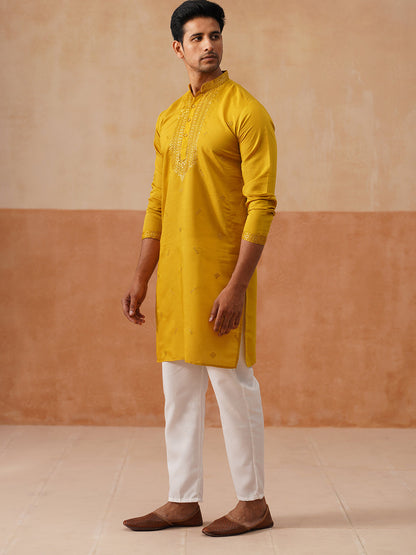 Sequins Embroidered Kurta Pyjama Set For Men