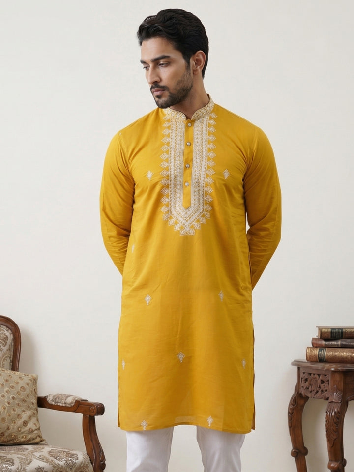 Silk Blend Embroidered Ethnic Kurta