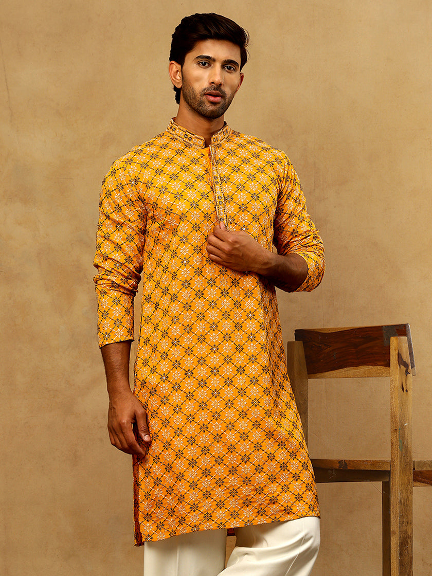 Viscose Rayon Embroidered Sequin Kurta