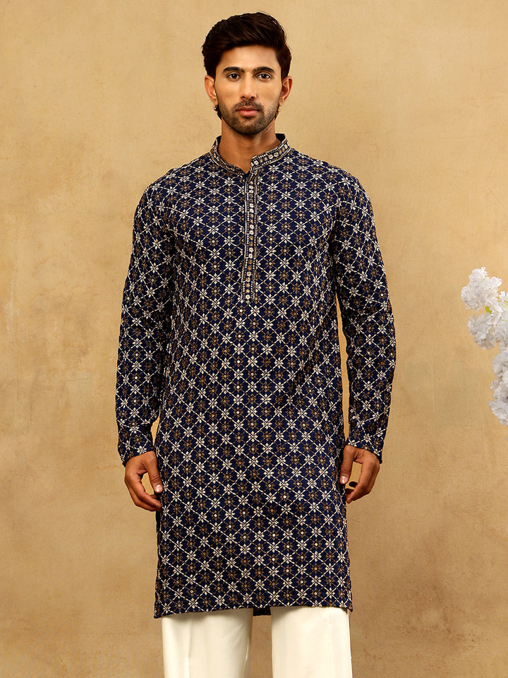 Viscose Rayon Embroidered Sequin Kurta