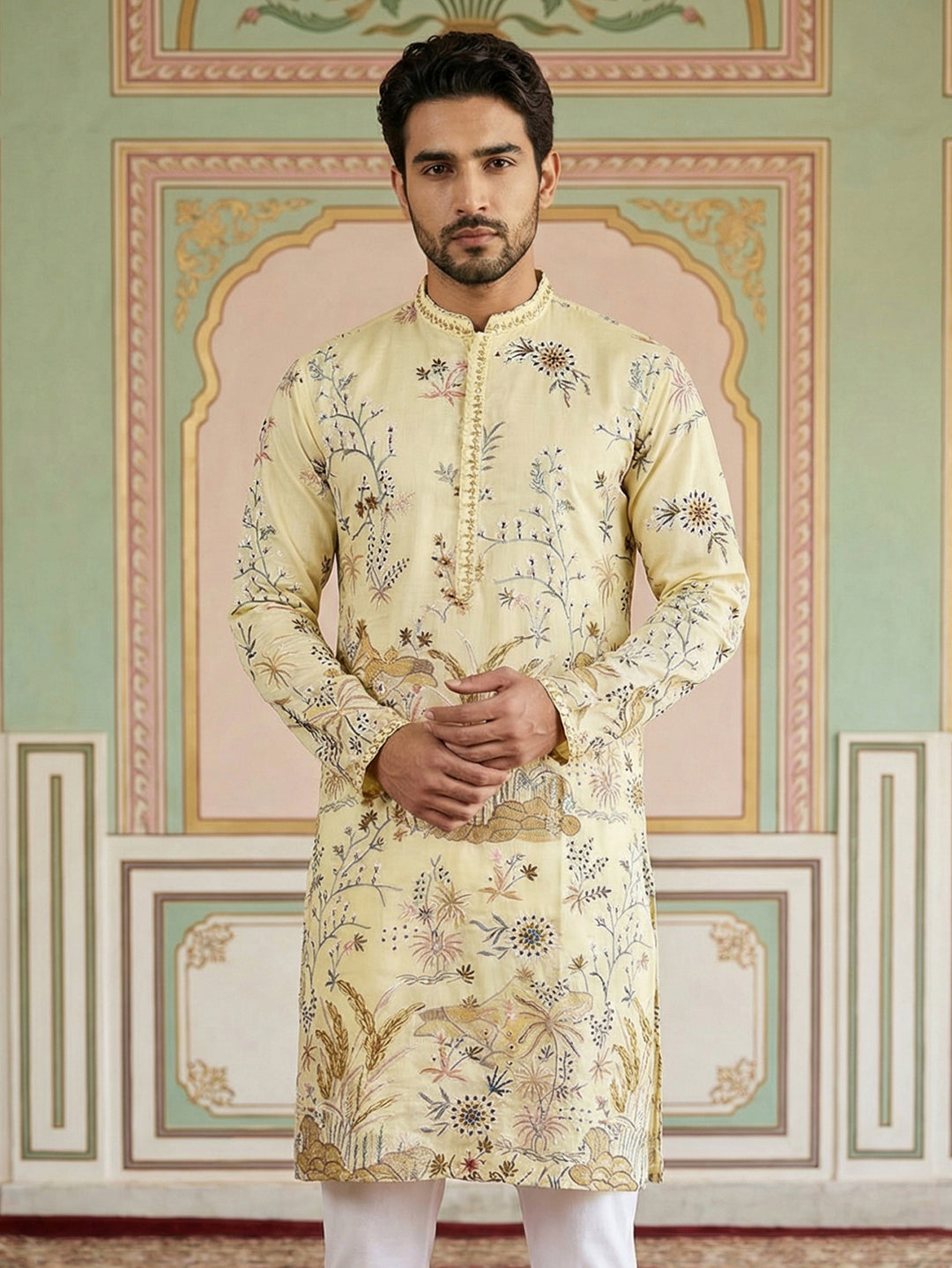 Floral Embroidered Straight Kurta