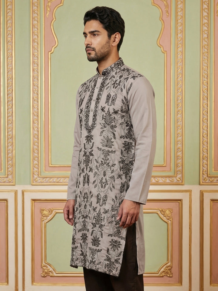 Embroidered &amp; Sequins Kurta For Men